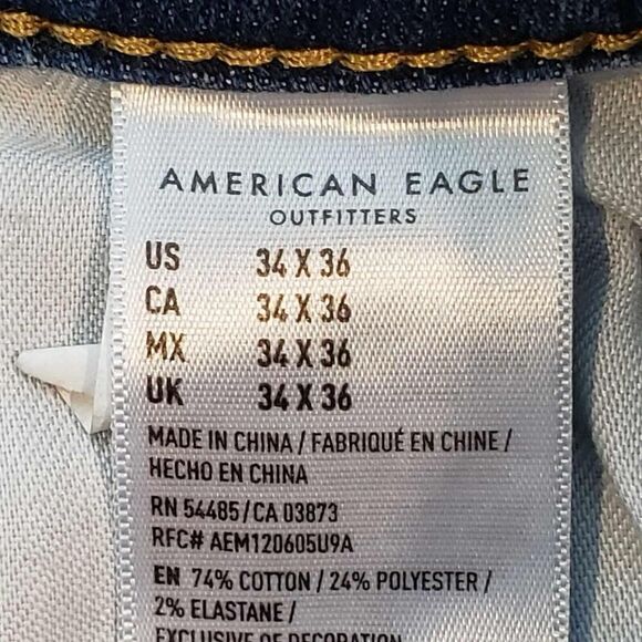 American Eagle AE Jeans Men’s Size 34x36 Light Wash Skinny Distressed - Picture 6 of 8